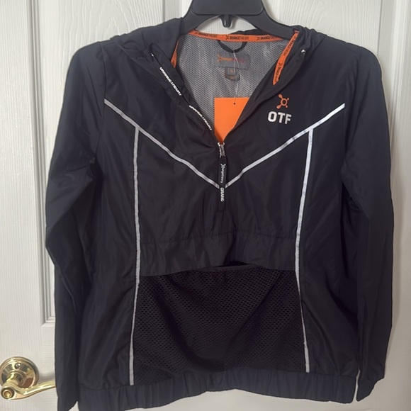 NWT Orangetheory Black and Orange Jacket windbreaker with front pocket small - Picture 4 of 5